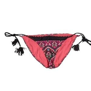 Catalina Bikini Bottom Women Juniors  Medium Swim Side Ties Tassels M (7-9)